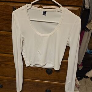 SHEIN White Long Sleeve Crop Top